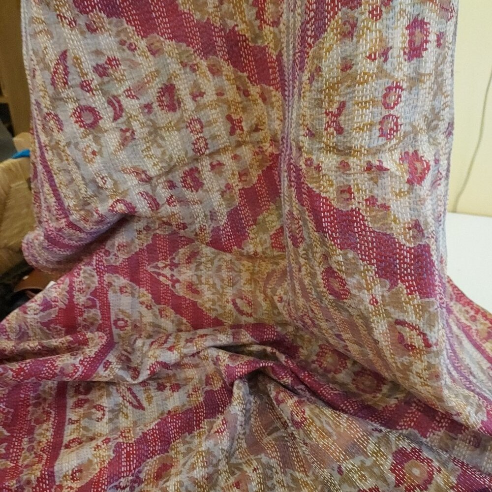 Silk Indian Woven Shawl/Table Runner